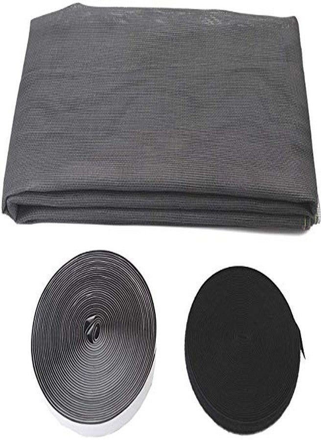 DM DASII MAT شبكة ناموس من الألياف الزجاجية من دي إم داسي للنوافذ والأبواب - سهلة التركيب بنفسك، شاشة حشرات متينة، مخيطة مسبقًا بشريط لاصق، شبكة مضادة للناموس (4 * 5 قدم - رمادي) - Image 2